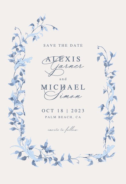 Blue Winter Wreath - Save The Date Card Template (Free) | Greetings Island