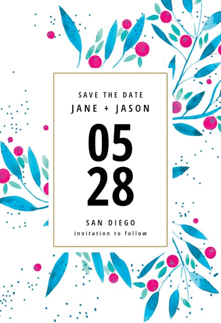 Delicate berries - Save the Date Card