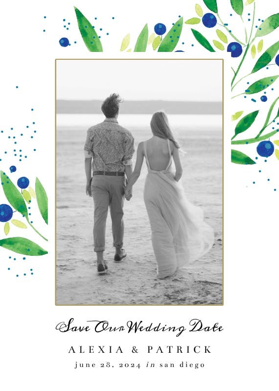 Blueberry fields - save the date card