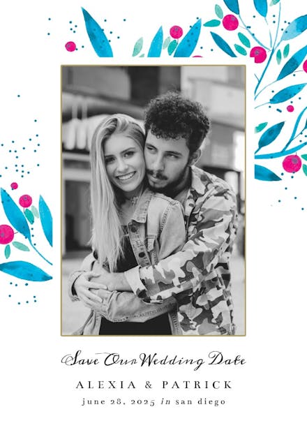 Blueberry fields - save the date card