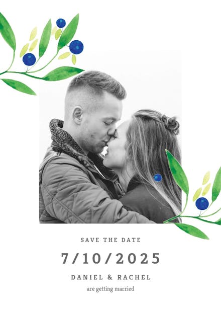 Blueberry fields - save the date card