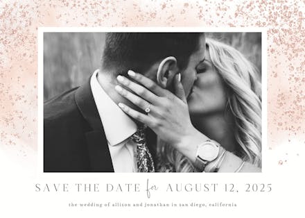 Blush gold spots - save the date card