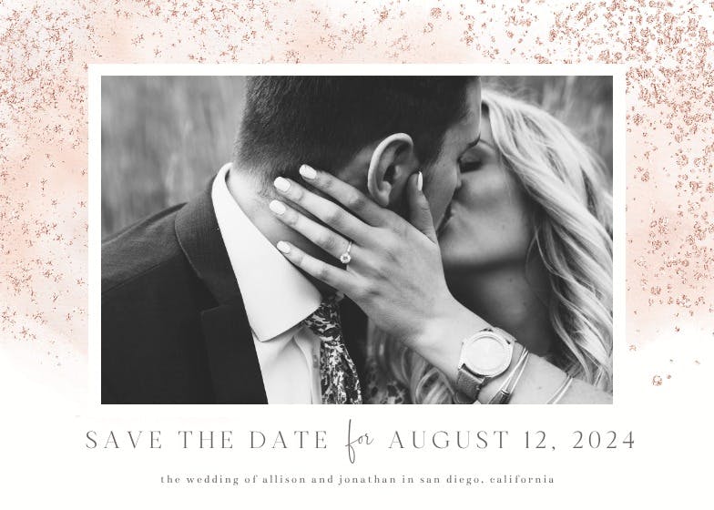 Blush gold spots - save the date card