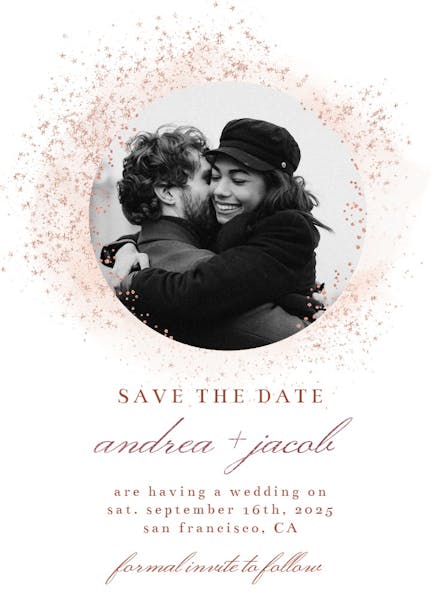 Blush gold spots - save the date card