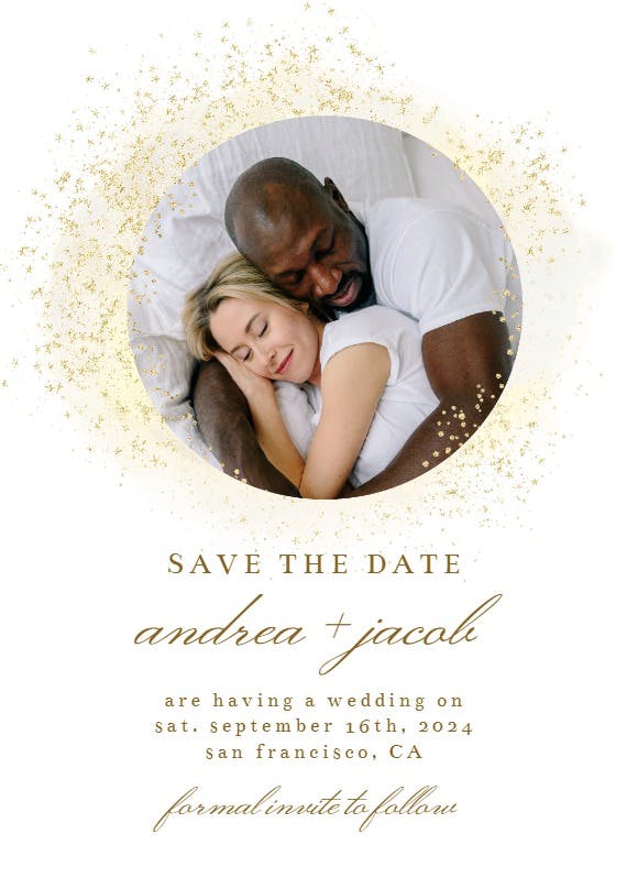 Blush gold spots - save the date card