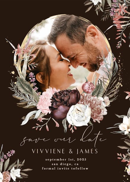 Bohemian rose - save the date card