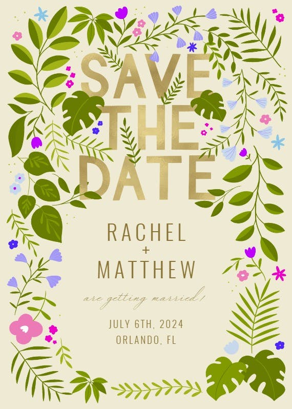 Botanic garden - save the date card