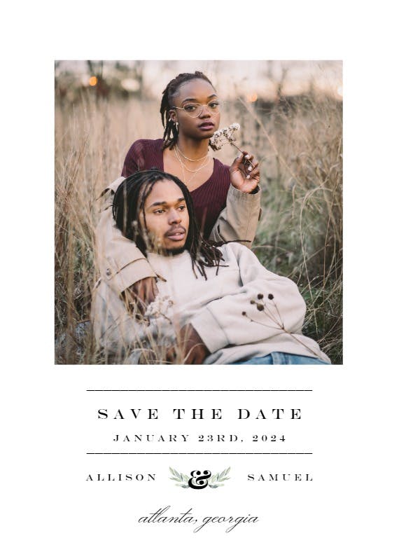 Botanical ampersand - save the date card