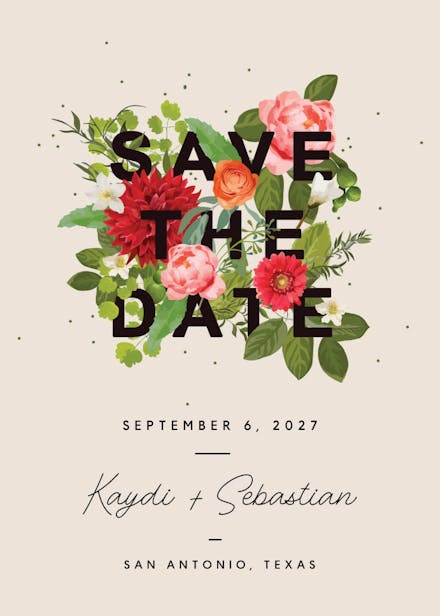 Bouquet of flowers - save the date card