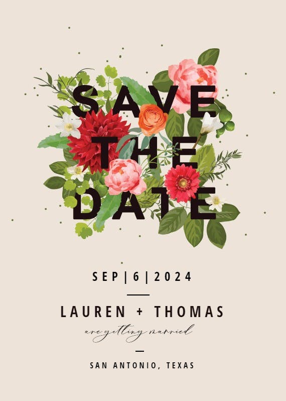 Bouquet of flowers - save the date card