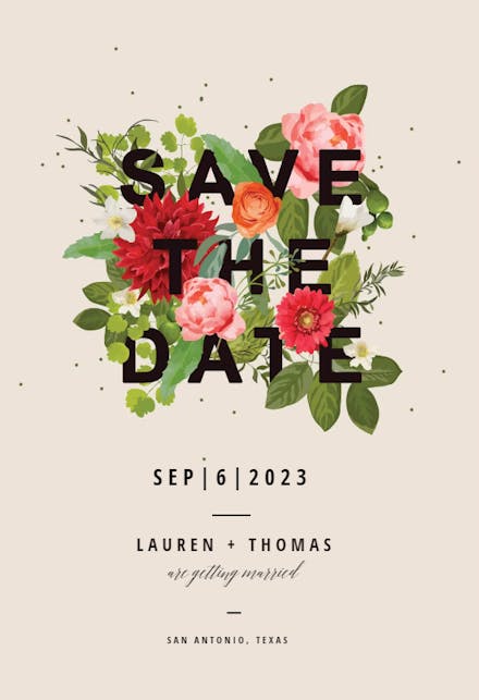 Bouquet of flowers - Save the Date Card