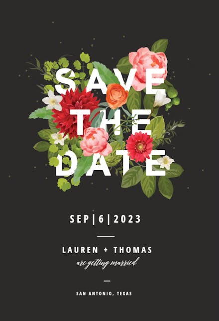 Bouquet Of Flowers - Save The Date Card Template (Free) | Greetings Island