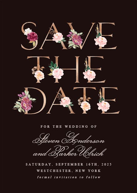 Burgundy blush - save the date card