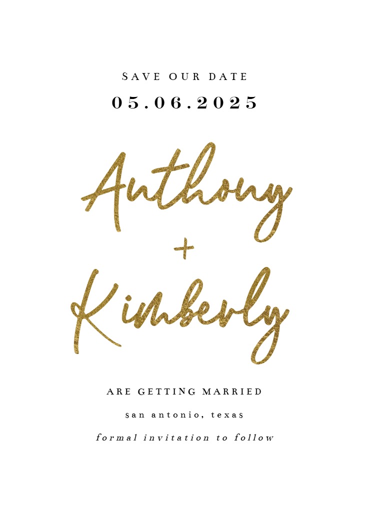 Calligraphy names - Save the Date Card (Free) | Greetings Island