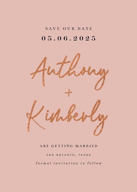 Calligraphy names - save the date card