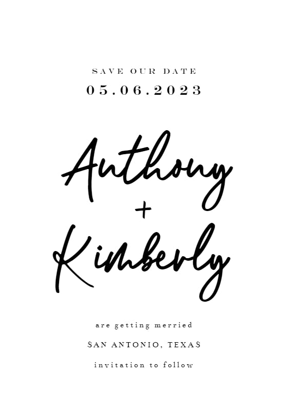 Calligraphy Names - Save The Date Card Template (Free) | Greetings Island