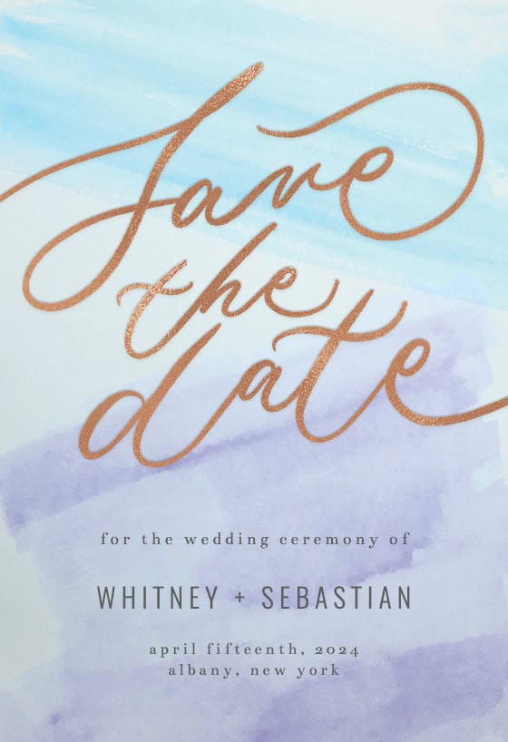 Calligraphy watercolor - save the date card