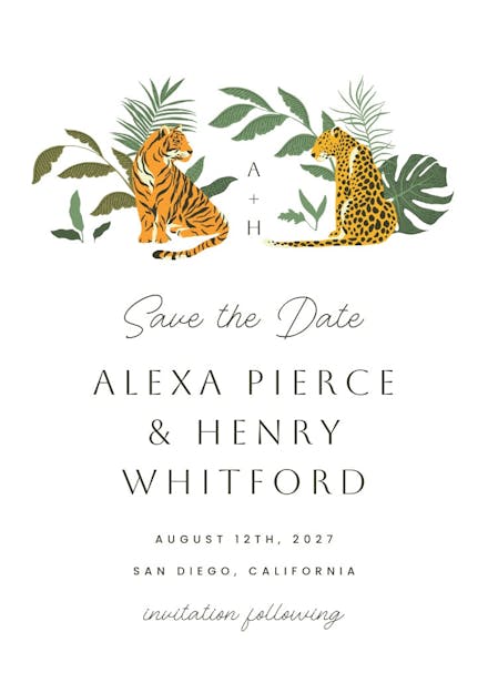 Cat safari - save the date card