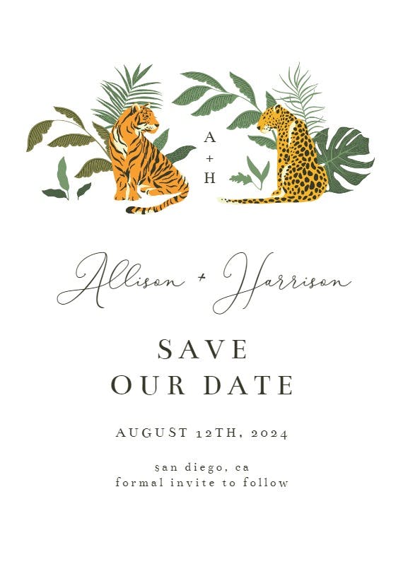 Cat safari - save the date card