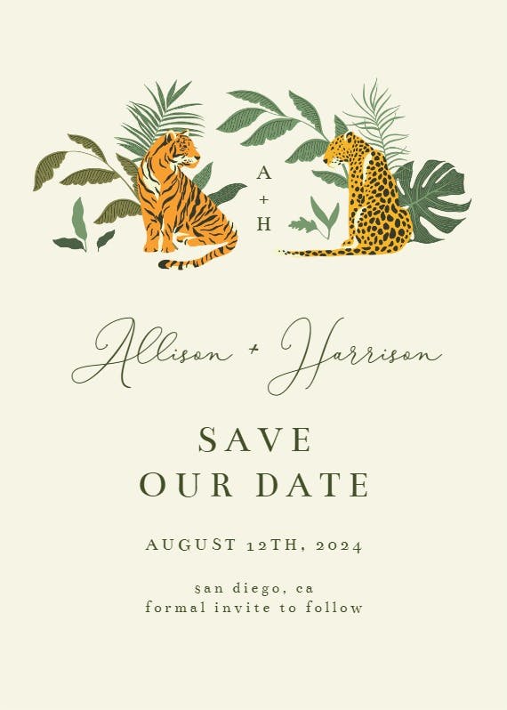 Cat safari - save the date card