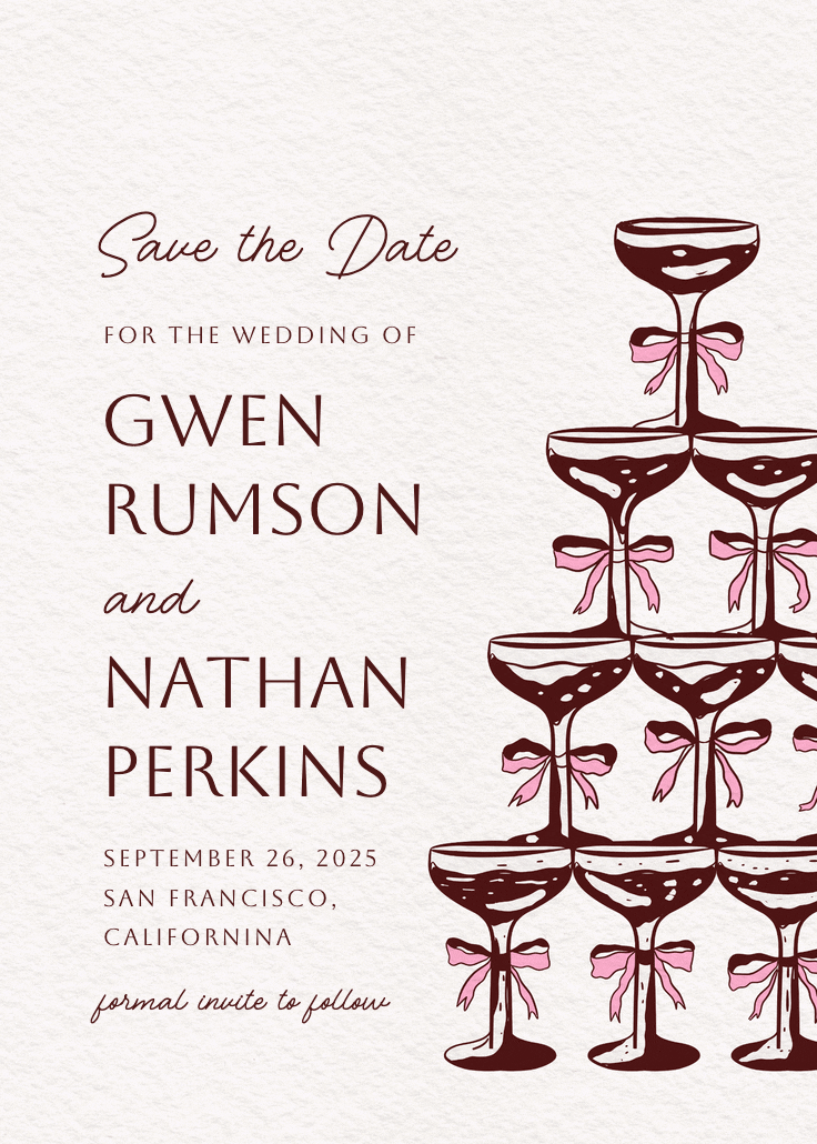 Champagne tower - save the date card