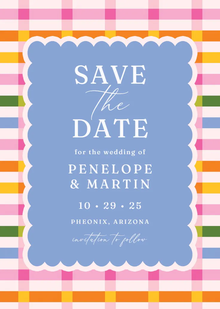 Checkered frame - cartão save the date