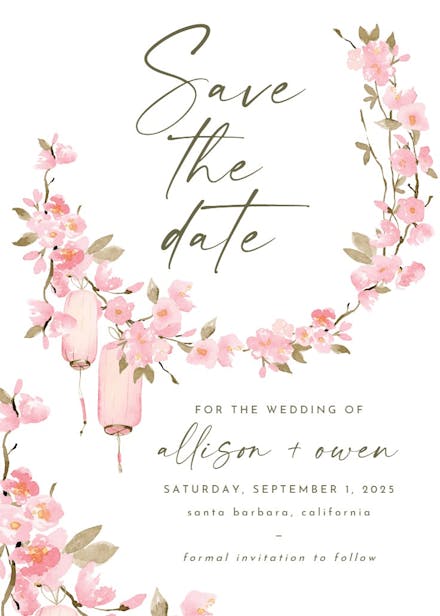 Cherry blossom - save the date card