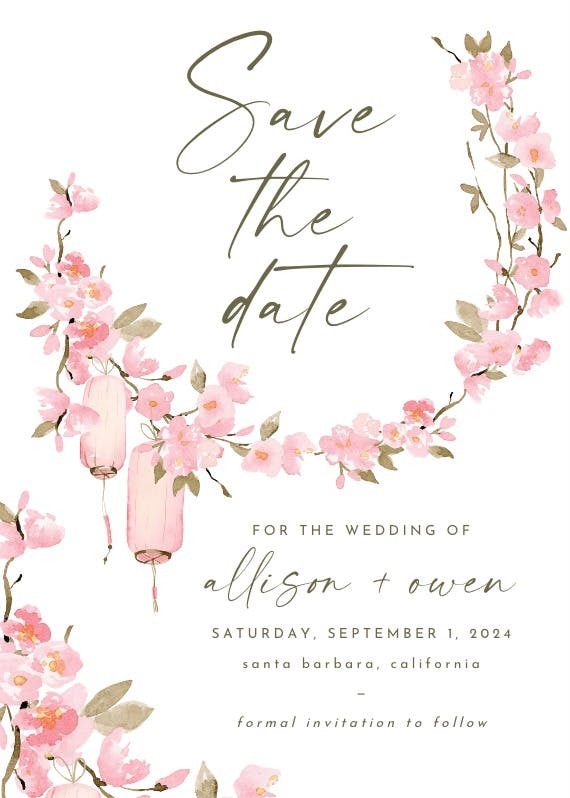 Cherry blossom - save the date card