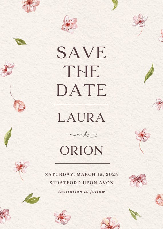 Cherry blossoms - save the date card