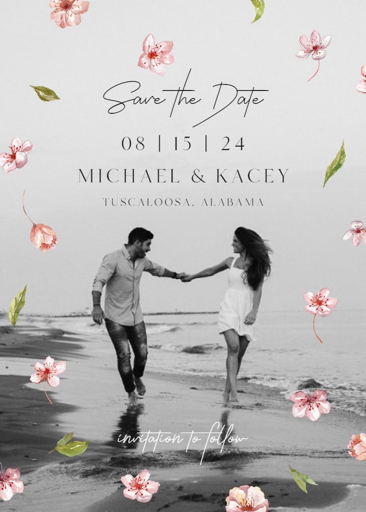 Cherry blossoms - save the date card