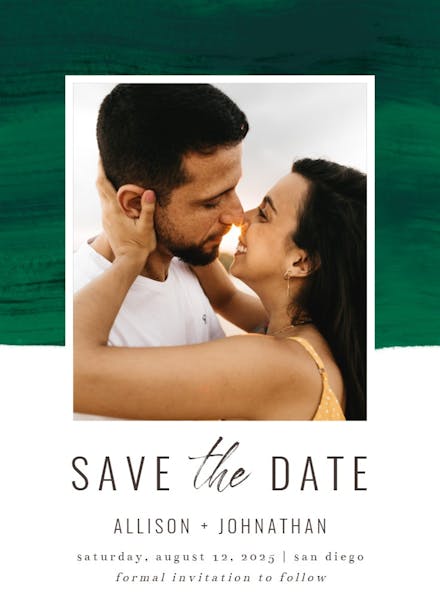 Colorful paint brushes - save the date card