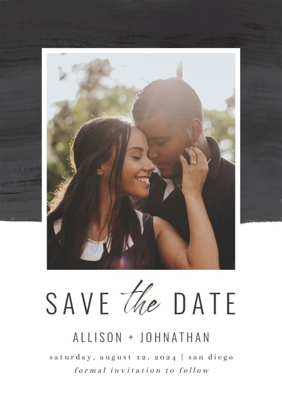 Colorful paint brushes - save the date card