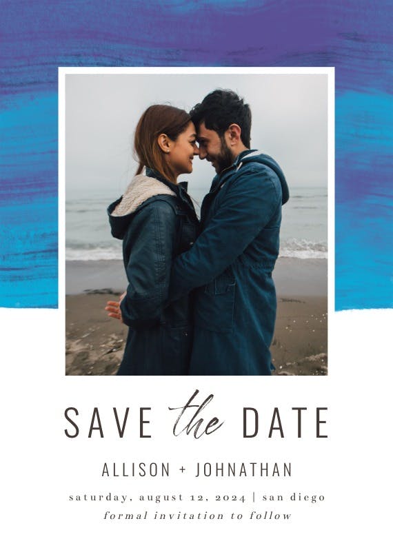 Colorful paint brushes - save the date card