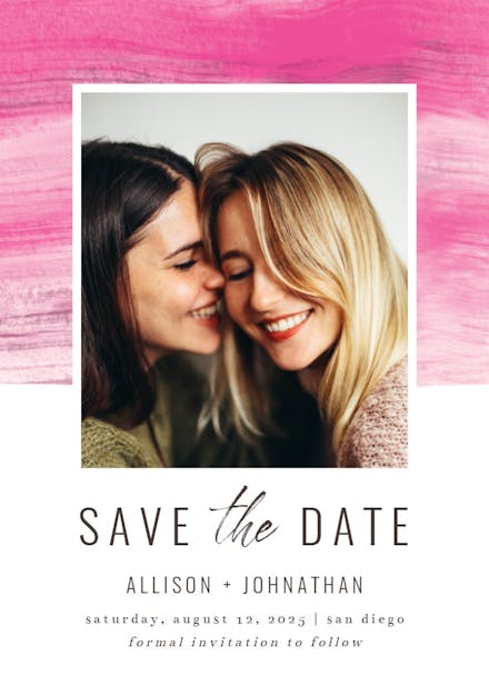Colorful paint brushes - save the date card