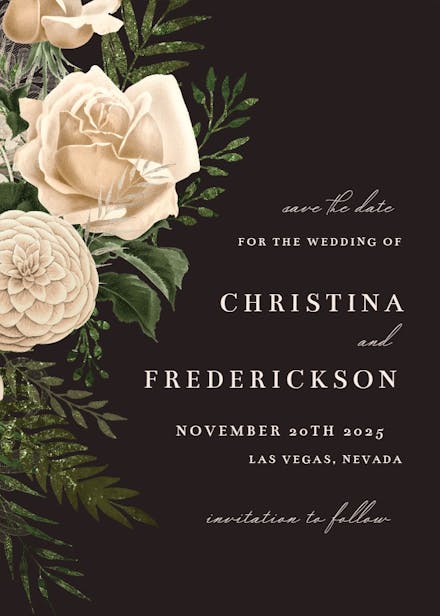 Cream bouquets - save the date card