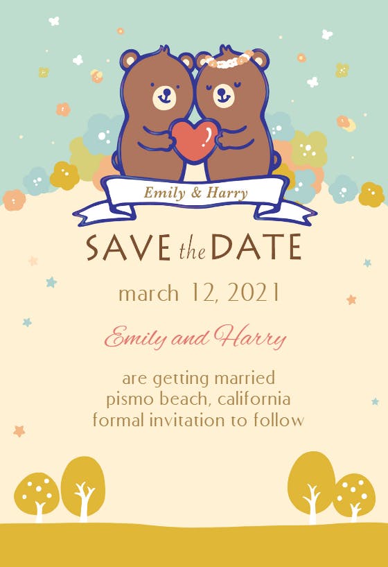 Cute bears - save the date card