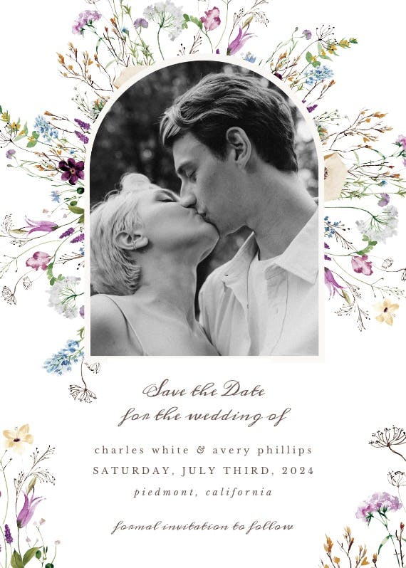 Dainty wild floral - save the date card