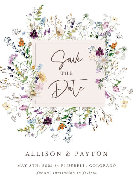 Dainty wild wreath - save the date card