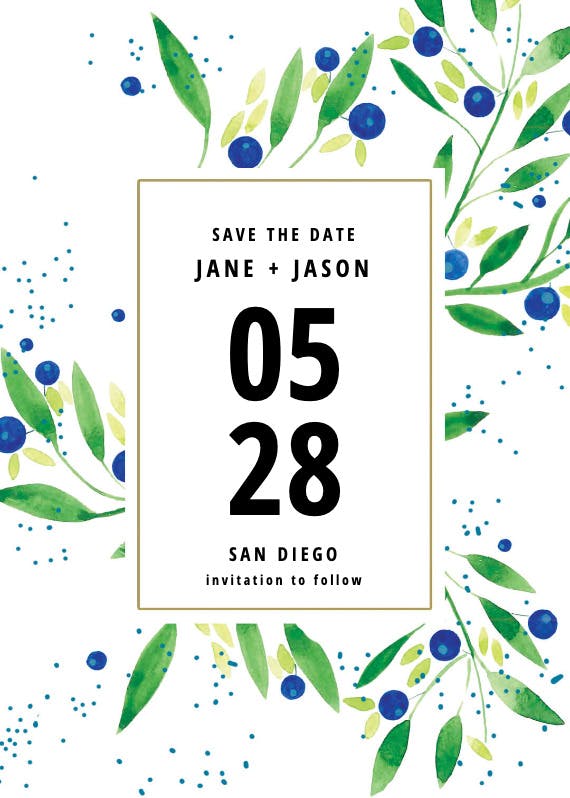 Delicate berries - save the date card