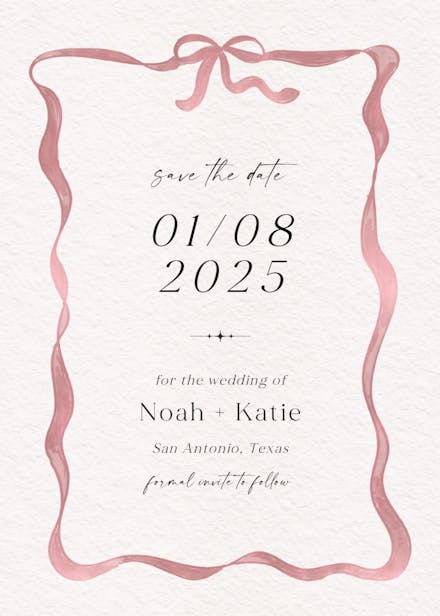 Delicate ribbon - save the date card