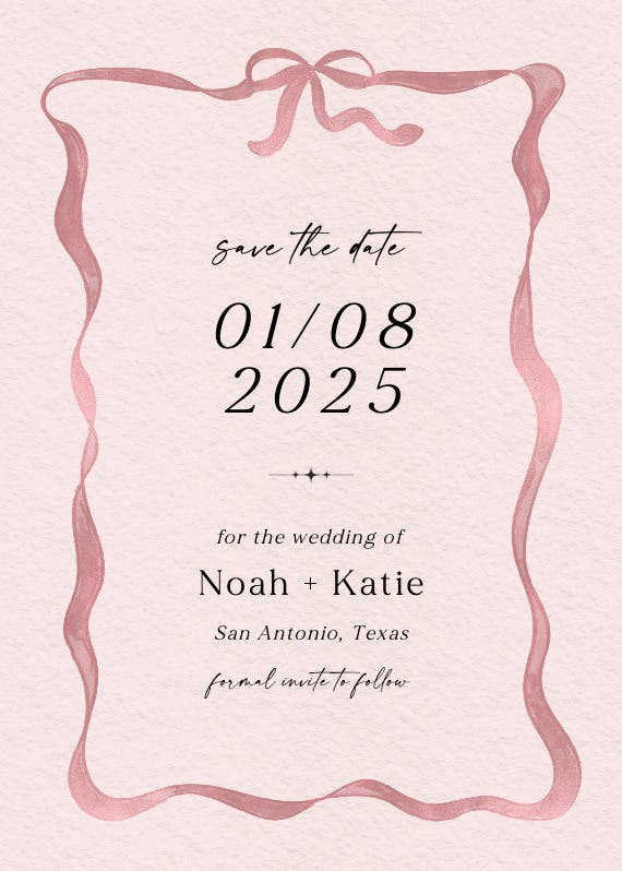 Delicate ribbon - save the date card