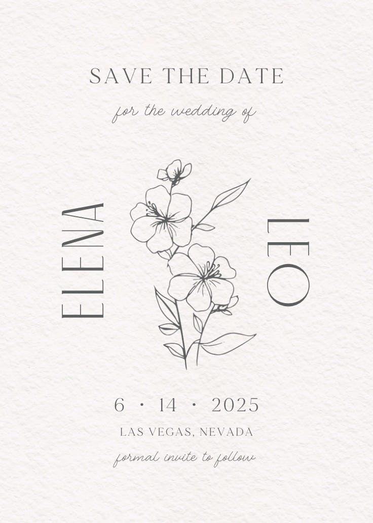 Delicate stems - save the date card
