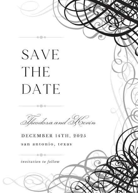 Delicate twirls - save the date card