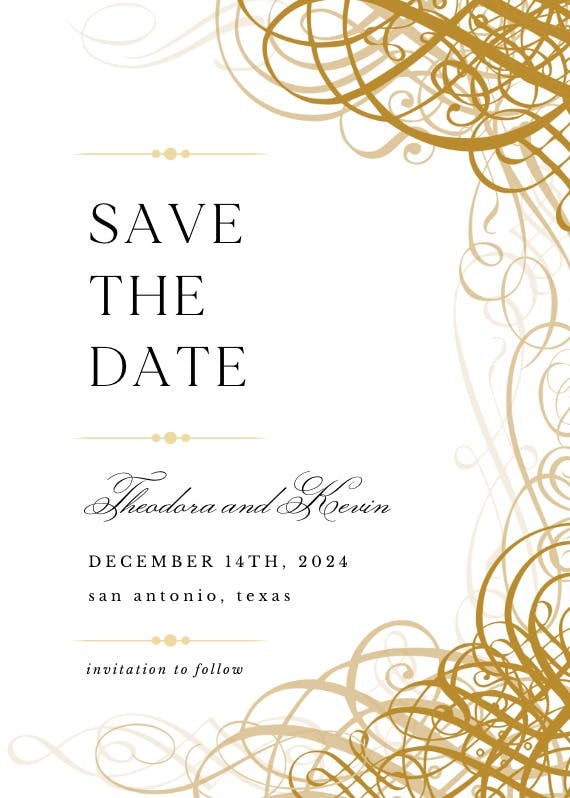 Delicate twirls - save the date card