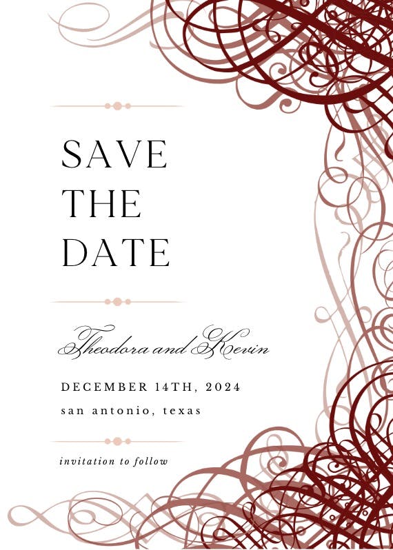 Delicate twirls - save the date card