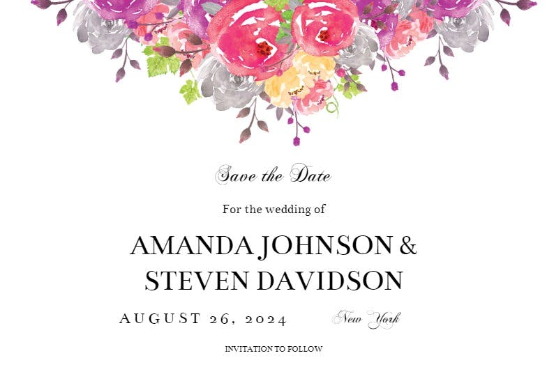Dropping florals - save the date card