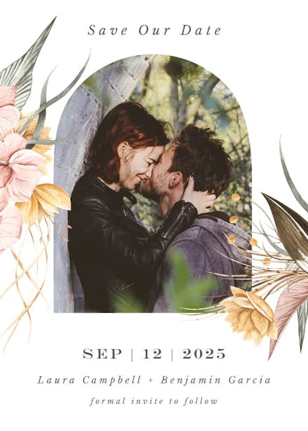 Dusty pink orchids - save the date card