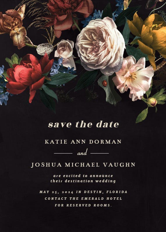 Dutch bouquet - save the date card