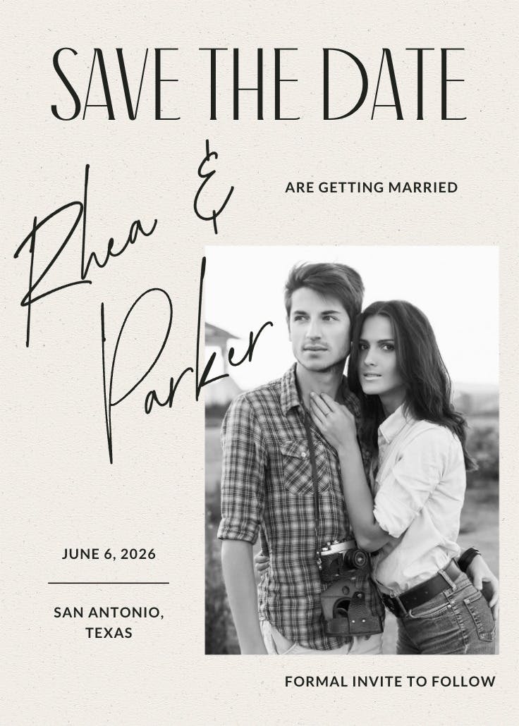 Editorial layout - save the date card