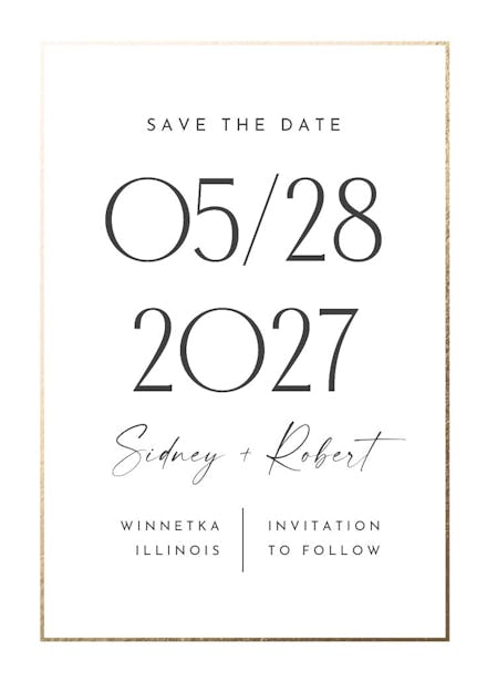 Elegant big numbers - save the date card